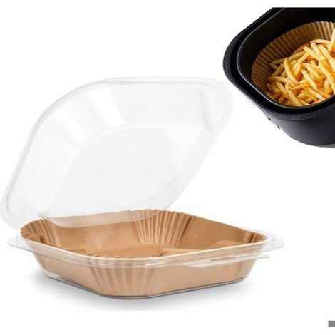 Lot de 50 doublures carrées en papier parchemin pour friteuse à air, anti-adhésif, résistant à l'huile, jetables, de qualité alime (1/4)