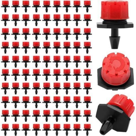 90 Pieces Adjustable Irrigation Dripper, Plastic Micro Drip Dripper for Dripping, Irrigation Sprinkler Head for Flower Beds, Gardens, Plant Lawn, Red (1/5)