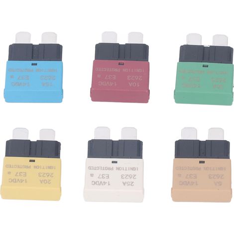Kit d'assortiment de fusibles à lame à réinitialisation automatique, 6 pièces, Mini protecteur de disjoncteur ATM E37 5A 10A 15A 20A 25A 30A 14VDC (1/5)