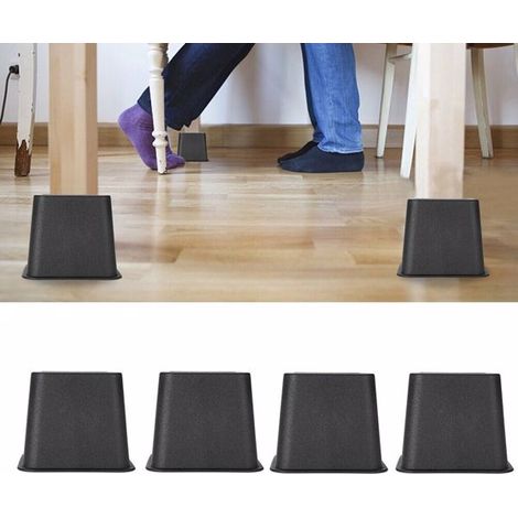 GROOFOO 4X 3" Heavy Duty Bed Chair Risers Feet Leg Lift Furniture Extra Raisers Stand (1/5)