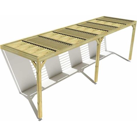 Pergola bois • 8m x 2m • adossée • sens profondeur • lames orientables bioclimatiques incluses • livraison comprise (1/3)