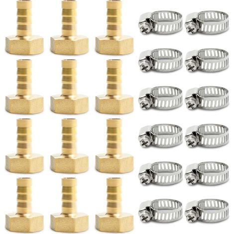 Lot de 12 Raccords cannelés, Laiton, Filetage BSP, 10 mm, Outils pneumatiques (1/5)