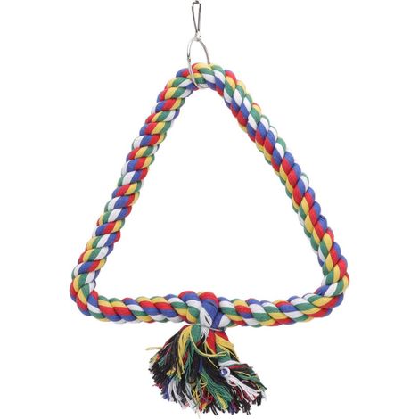 Bird Swing Toy Triangular Colorful Climbing Playing Rope Parrots Perch Stand for Cockatiels Parakeets 23cm (1/5)