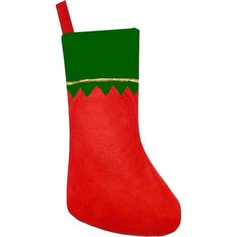 Chaussette De Noël En Feutre - 35,5 cm - Bordure En Pluche Blanche - Pour Décoration De Cheminée - Lot De 1 (1/5)