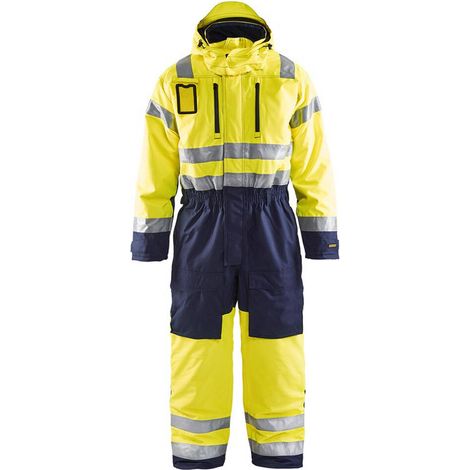 Tuta da lavoro invernale a maniche lunghe alta visibilità 6763 - Giallo fluorescente/Blu navy 54 (1/4)