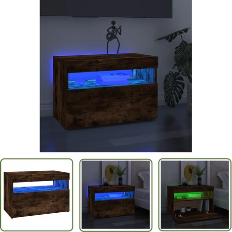 The Living Store Meuble TV avec lumières LED Chêne fumé 60x35x40 cm - Meuble Tv - Meuble Téléviseur - Télévision - Unité Tv - Support Tv (1/5)