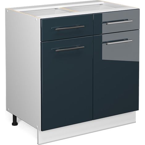Küchenschränke Fame-Line, Dunkelblau Hochglanz, 80 cm ohne Arbeitsplatte, Vicco