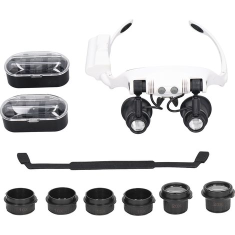 Loupe frontale 10x 15x 20x 25x avec éclairage LED pour horlogerie et travaux de précision mains libres (1/5)