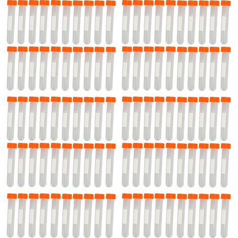 100 tubes à centrifuger 10ml avec couvercle, échelle claire précise, bouchon à vis sécurisé pour expériences scientifiques en laboratoire (1/5)