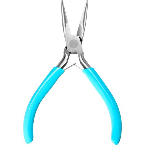 Mini pince à bec long de 11,4 cm, pince à bijoux à long bec, outils de fabrication de bijoux pour la réparation de bijoux, le pliage de fils et la prise en main (bleu) (1/5)