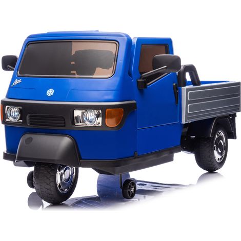 Ape Car Piaggio Elettrica per Bambini Blu con Ruote EVA e Telecomando
