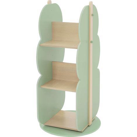 Joyz Estantería Infantil de 2 Caras con 5 Baldas Ø 48 x 96 cm Madera Diseño Árbol Caja de Juguetes Librería Práctica y Decorativa Mueble Giratorio 360° de Almacenaje para Habitación de Niños