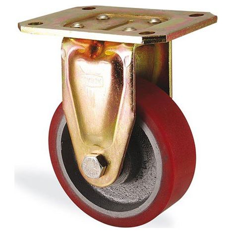 Roulette fixe polyuréthane rouge forte charge diamètre 200mm charge 1000kg