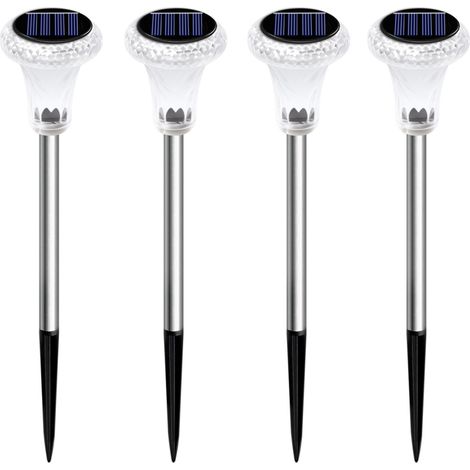 Lampe Solaire Pelouse Cristal Goutte, Lumière Chaude, Acier Inoxydable, Étanche, Décoration Jardin Extérieur, Lot de 4 (1/4)