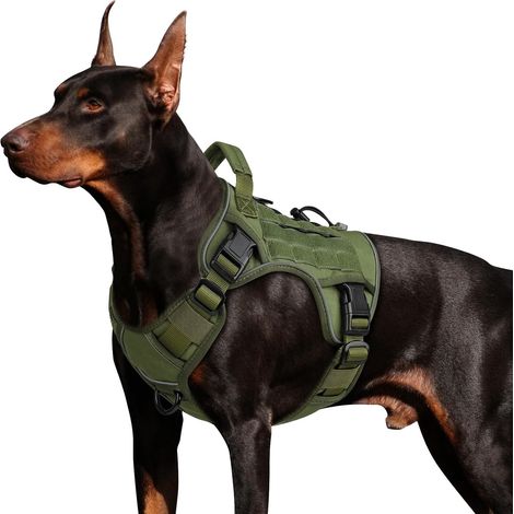 Pettorina tattica per cani K9 K9 K9 K9 K9 di grado militare, grande, verde e resistente, con maniglia, adatta a pastori tedeschi. (1/5)