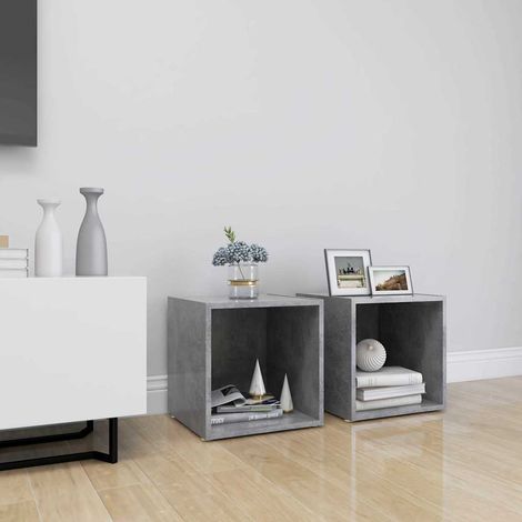 805511 vidaXL 2 Piece TV Cabinet Set Concrete Grey 37x35x37 cm Engineered Wood (1/5)