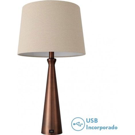 Sobremesa Pearl E27 marrón puerto USB (1/5)