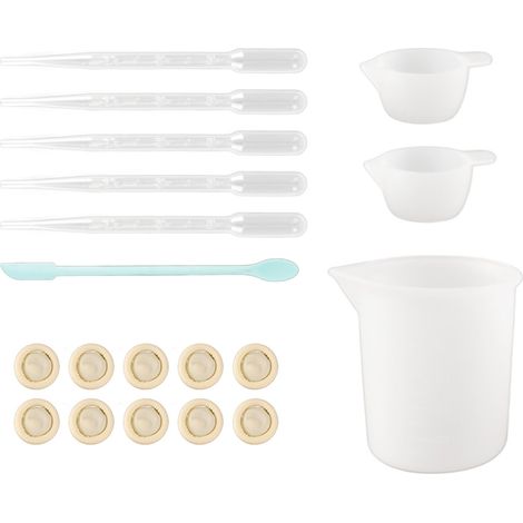 Ensemble d'outils en silicone pour mesurer, raclette, protège-doigts, compte-gouttes, outil de mélange pour résine époxy, ensemble bleu fait main de 19 pièces (1/5)