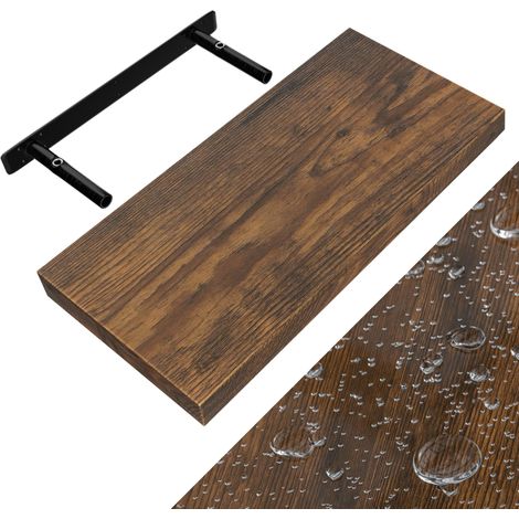 Étagère murale flottante chêne foncé 50 cm en MDF robuste avec support de fixation inclus (1/5)