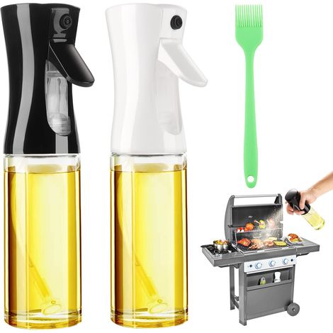 2 Pièces Spray Huile Cuisine en Verre, 200ml Vaporisateur avec Pinceau Silicone pour Grillades, Pâtes, Salades (1/5)