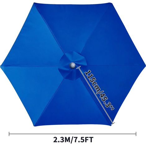 (Bleu, 6 nervures, 2,3 m) Toile de rechange pour pare-soleil, imperméable, coupe-vent et résistante aux UV. (1/5)