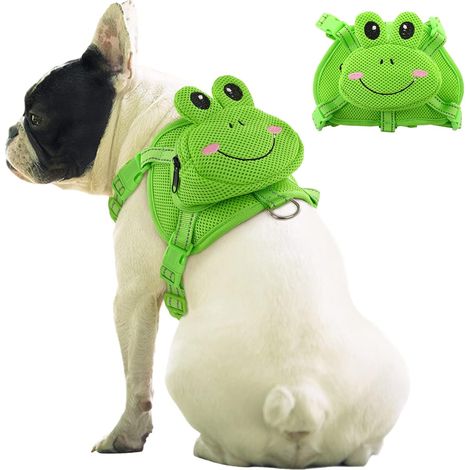 Filiyano – Sac à dos pour chien anti-traction avec harnais, sac à dos selle pour animaux de compagnie, grenouille mignonne (1/5)