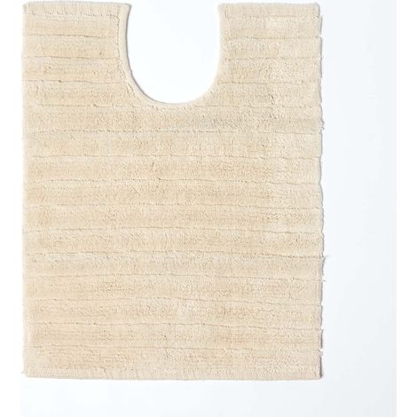 HOMESCAPES Ribbed Cotton Spa Style Cream Pedestal Mat - Natural - Natural