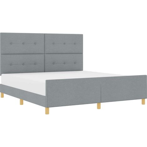 Lit double,Lit adulte,Cadre de lit avec tête de lit Gris clair 180 x 200 cm tissu (1/5)