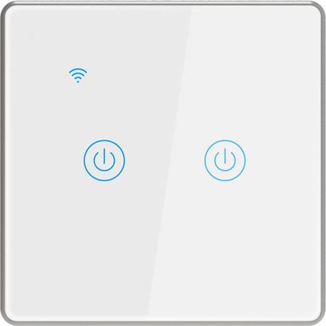Lumière Intelligente Interrupteur étanche avec Support de Cadre en Aluminium Argenté Commande vocale à Distance sans Fil Convient pour la Chambre d'hôtel de Bureau (2 Gang) (1/5)