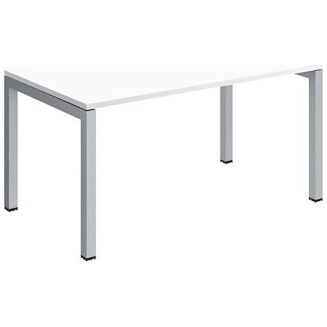 Bureau droit Teamline plateau blanc L 140 cm - piètement métal aluminium - Maxiburo