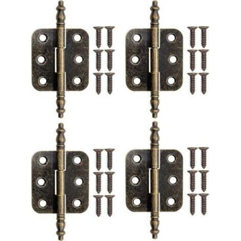 4 Pieces Folding Cabinet Hinges in Bronze, Iron Hinges for Drawers and Boxes, 70x35mm, with Screws