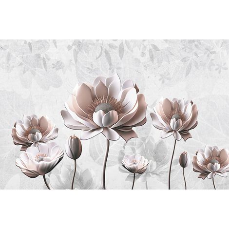 Papier peint panoramique - Fleurs 3D - 130 cm x 85 cm (1/2)