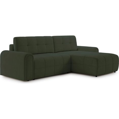 Selsey Simolla – Ecksofa mit Schlaffunktion und Bettkasten, rechts, Chenille, Olivgrün