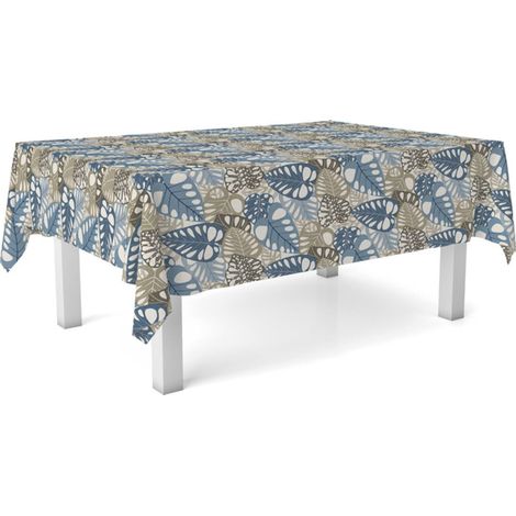 Nappe Toile cirée Anti-Taches Lavable carrée 140x140 cm Filo Bleu (1/5)