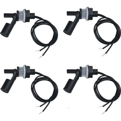 Set di 4 interruttori a galleggiante a montaggio laterale, interruttore a galleggiante orizzontale in plastica, sensore di livello dell'acqua, interruttore a galleggiante con filo da 40 cm per piscina