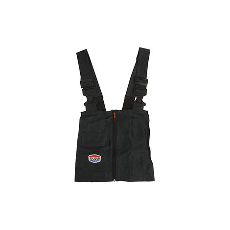Protector con hebillas ajustables, cierre central y un bolsillo en el pecho. Talla única. Se adapta a todos nuestros pantalones de tronchado.