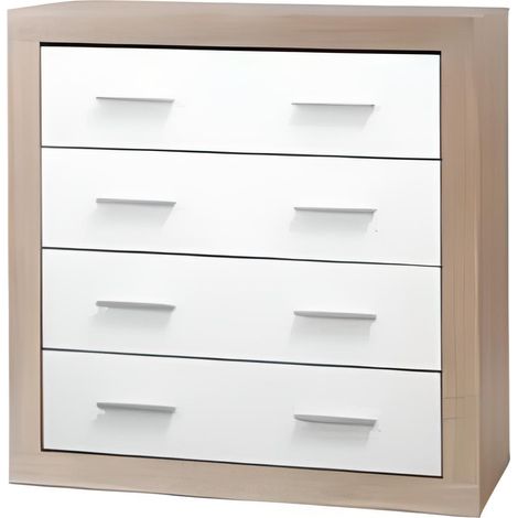 Commode / meuble de rangement de 3 tiroirs coloris Chêne Cambrian / Blanc - Longueur 94 x profondeur 35 x hauteur 78 cm -PEGANE-