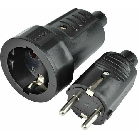 2er-Set Steckdosenstecker 250V Unzerbrechlich und Stabil Doppelsteckdose Set aus Stecker und Buchse (1 Stk.) (1/4)