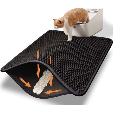 Les tapis de litière pour chats double couche en nid d'abeille EVA empêchent les éclaboussures de litière et sont lavables. (1/5)