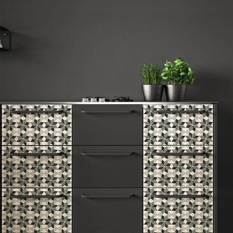Stickers adhésif décoration Meuble - 30 STICKERS CARREAUX DE CIMENT MEUBLE AUTHENTIQUES TISINIA - 30stickers10x10cm (1/5)