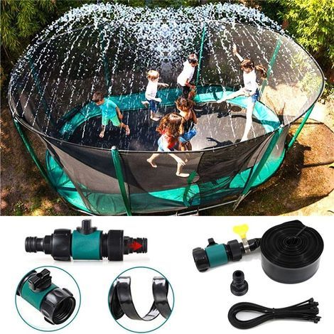 Arroseur de trampoline à monter soi-même, idéal pour s'amuser en plein air et se rafraîchir dans le jardin - 12 m Vert (1/5)