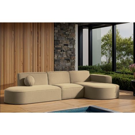 Garten Ecksofa SUNDAY in wetterfester Stoff ART-N Beige Ottomane Rechts (1/2)