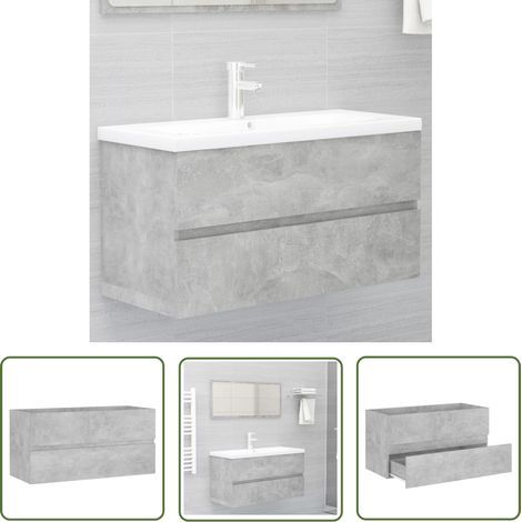 Meuble sous lavabo vasque Armoire d'évier Gris béton 90x38,5x45 cm Aggloméré 19361 (1/5)