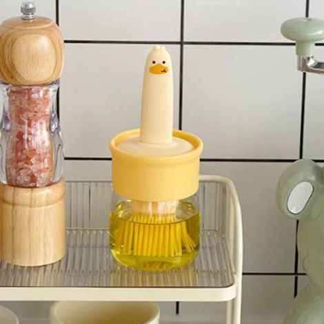 Flacon pinceau à huile intégré pour la maison, brosse en silicone résistante aux hautes températures pour barbecue, flacon pinceau à huile de luxe et léger pour la cuisson, orange de cuisine (1/4)