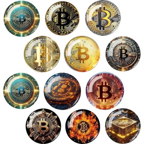 Imán de vidrio para refrigerador Bitcoin BTC mezcla de patrones