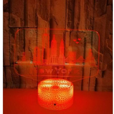 3D Lampe Optique Illusion Veilleuse New York Forme 7 Couleurs Changeantes Touch Night Light,Meilleur Chambre Bureau Décor Pour (1/4)
