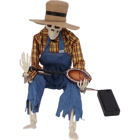 Statue de crâne de cowboy pour Halloween, yeux lumineux simulant une tête de mort, ornements de squelettes de cowboy pour la décoration de bureau, grille jaune (1/5)