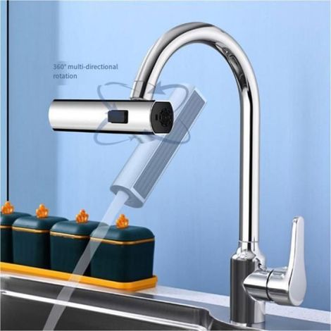 Robinet Cascade - Rallonge Pivotante 360° - Pour Évier et Salle de Bain - Jet Pluie et Flux Continu - 1 Pièce (1/5)