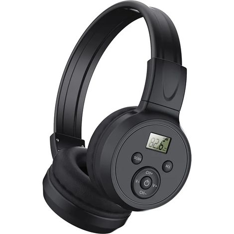Radio FM portable, récepteur 50-108 MHz, écouteurs pliables, microphone intégré, prise en charge de la recherche automatique et de la mémorisation des stations, câble audio AUX inclus. (1/5)
