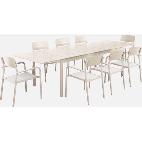 Set tavolo da giardino allungabile in alluminio e textilene con 8 sedie